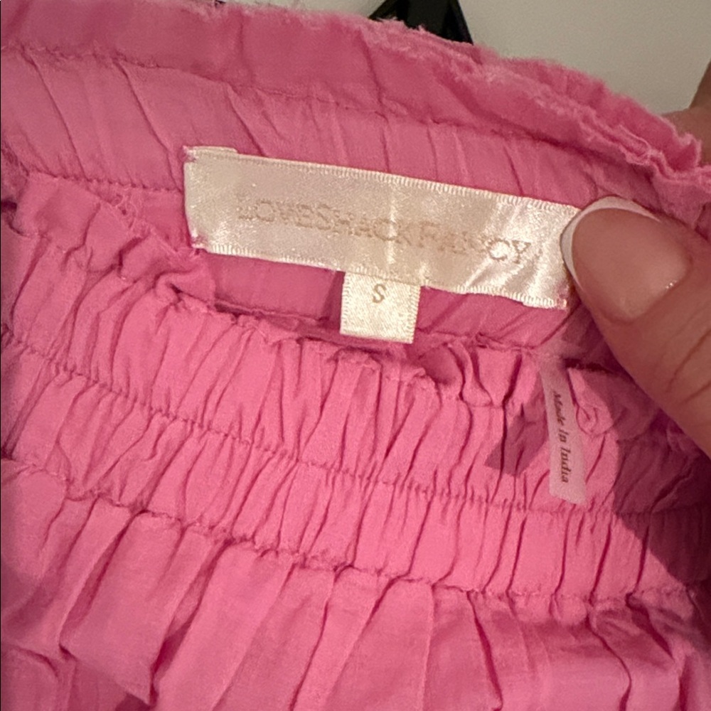 LoveShackFancy pink ruffled skirt
